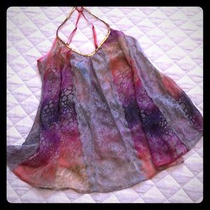 Free People Sheer, Colorful Camisole Top  , size M